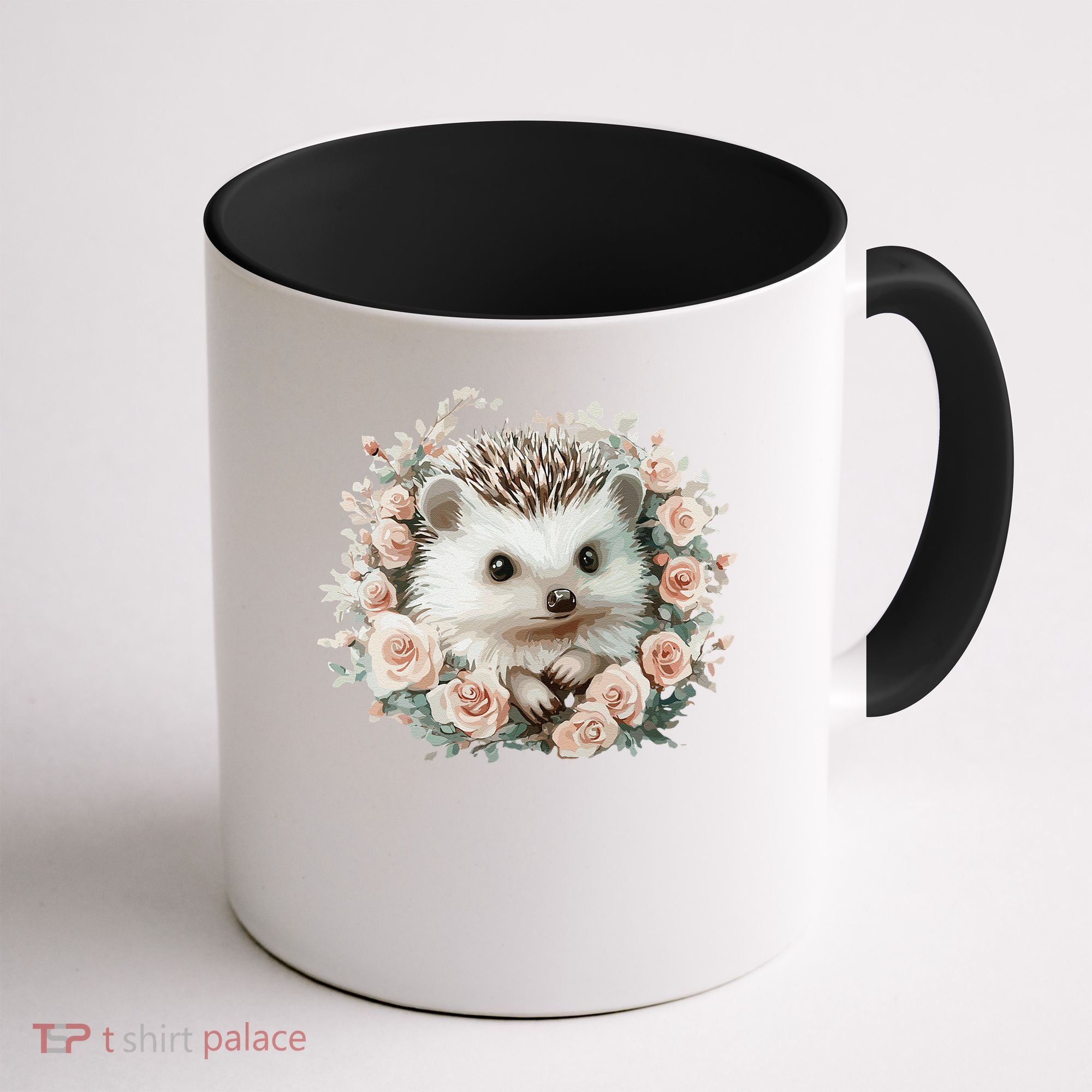 Adorable Hedgehog In Floral Frame Coffee Mug