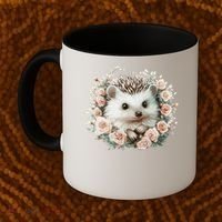 Adorable Hedgehog In Floral Frame Coffee Mug thumb 2