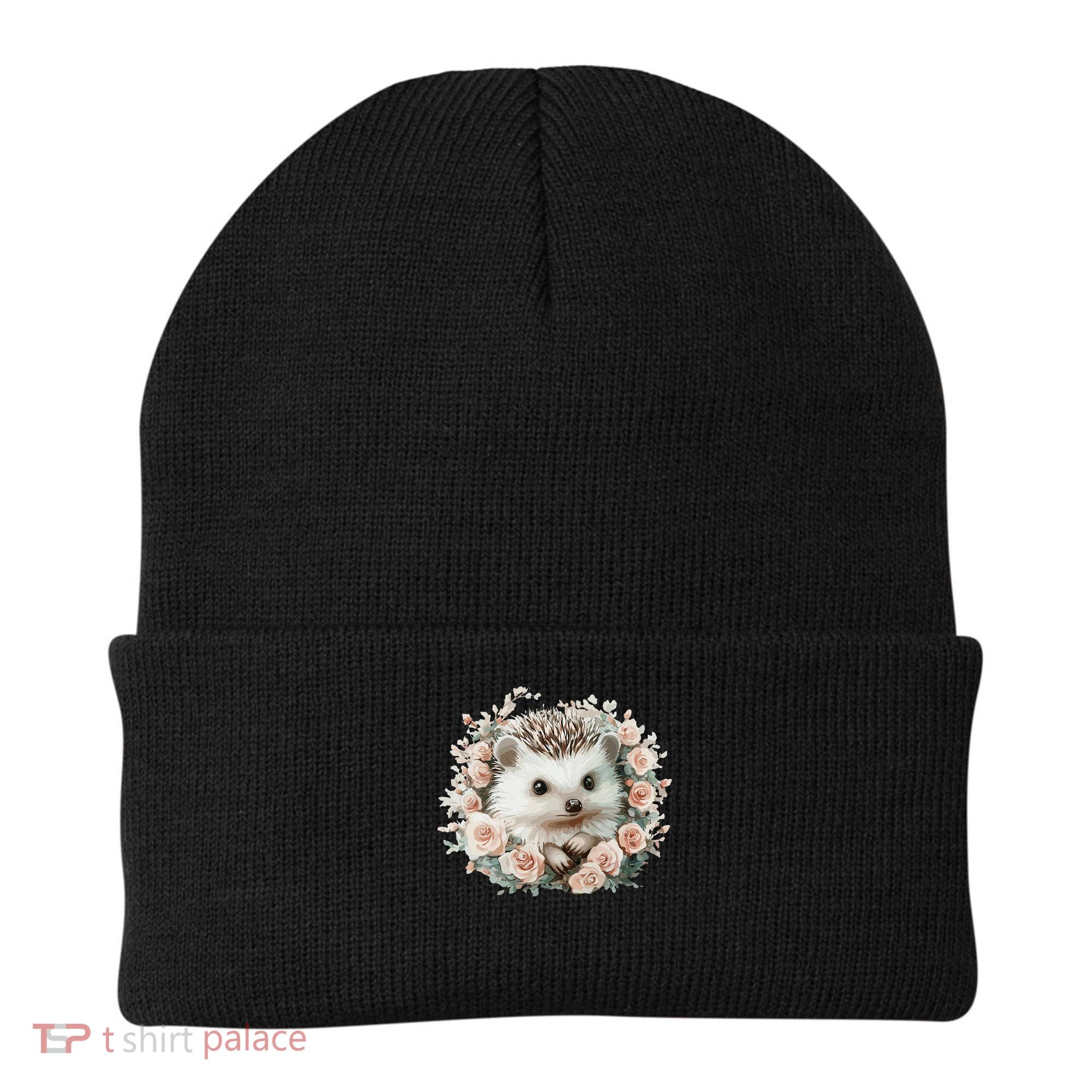 Adorable Hedgehog In Floral Frame Beanie