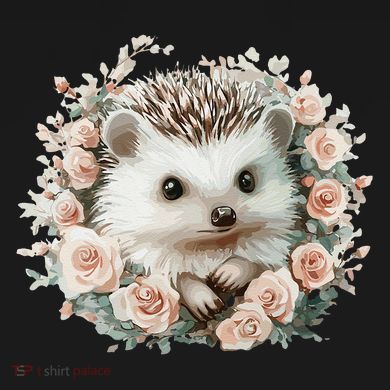 Adorable Hedgehog In Floral Frame Womens Funnel Neck Pullover Hood