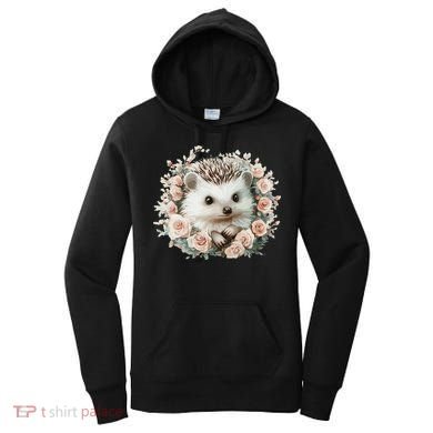 Adorable Hedgehog In Floral Frame Women's Hoodie