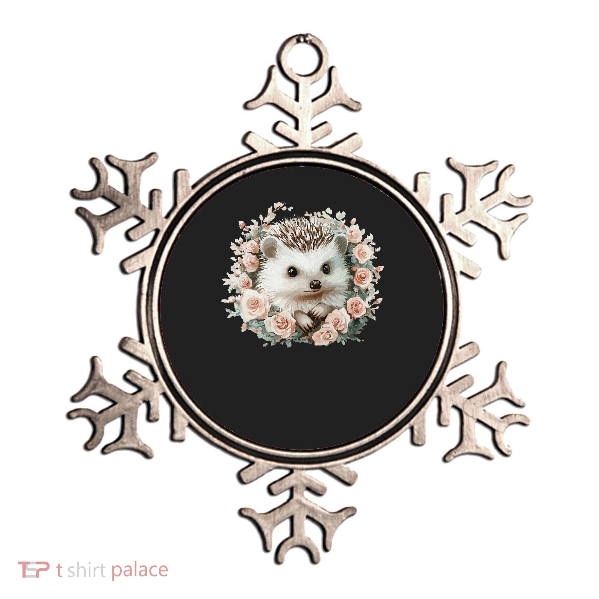 Adorable Hedgehog In Floral Frame Ornament