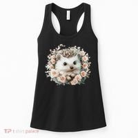Adorable Hedgehog In Floral Frame Women's Tank Top thumb 0