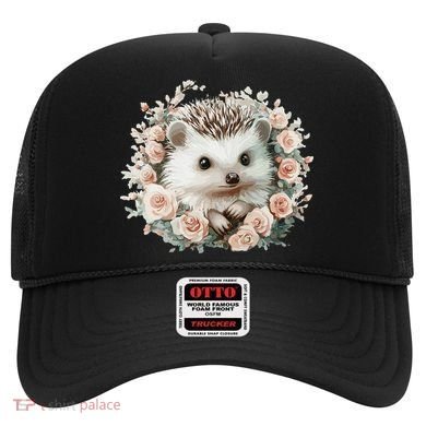 Adorable Hedgehog In Floral Frame Hat