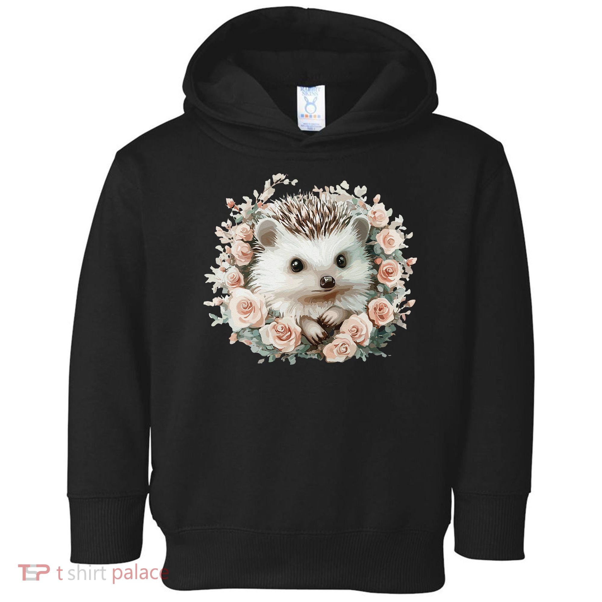 Adorable Hedgehog In Floral Frame Toddler Hoodie