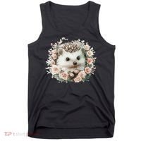 Adorable Hedgehog In Floral Frame Tank Top thumb 0