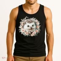 Adorable Hedgehog In Floral Frame Tank Top thumb 3