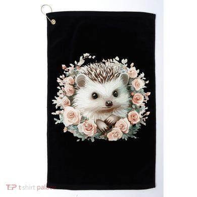 Adorable Hedgehog In Floral Frame Golf Towel