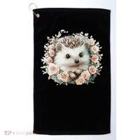 Adorable Hedgehog In Floral Frame Golf Towel thumb 0