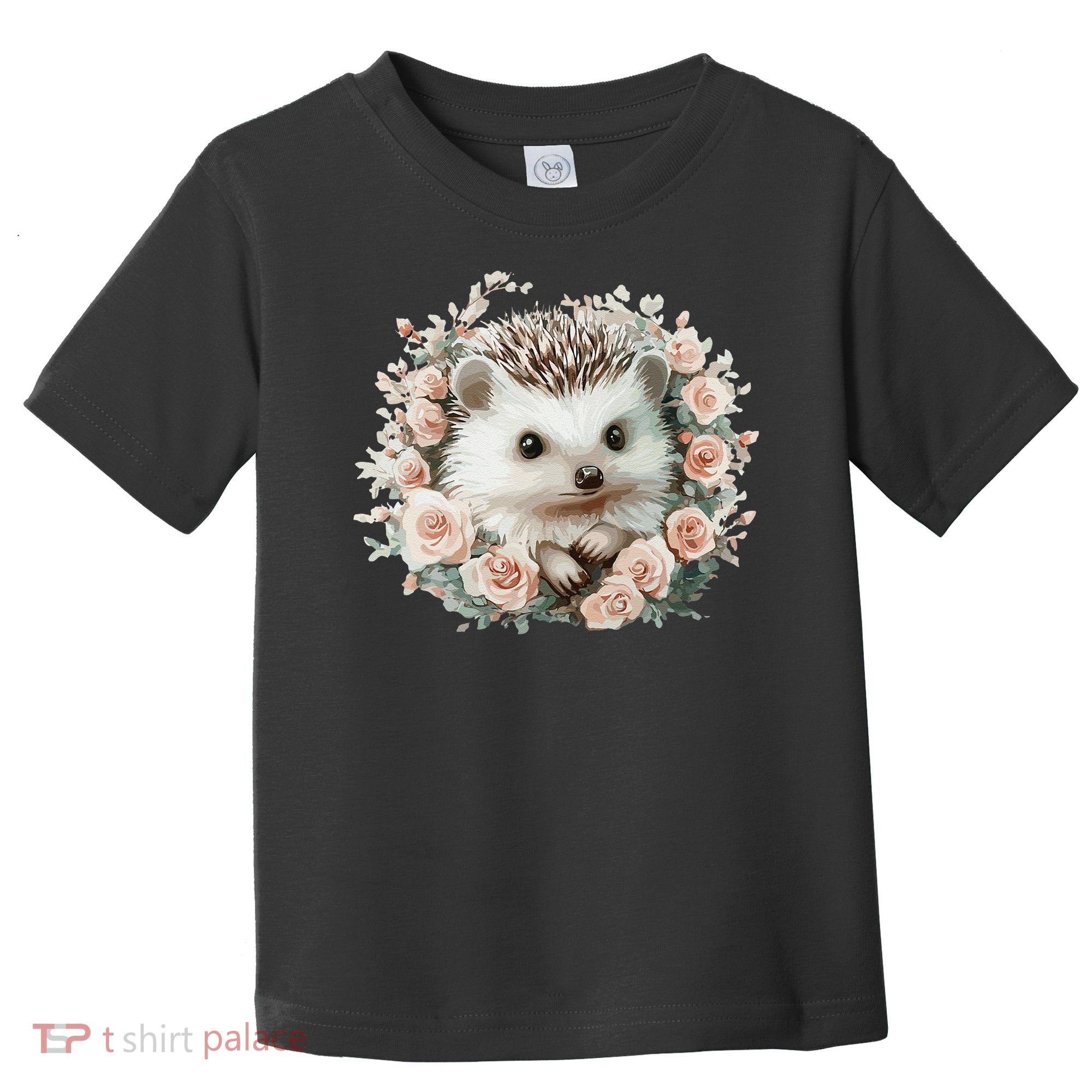 Adorable Hedgehog In Floral Frame Toddler T-Shirt