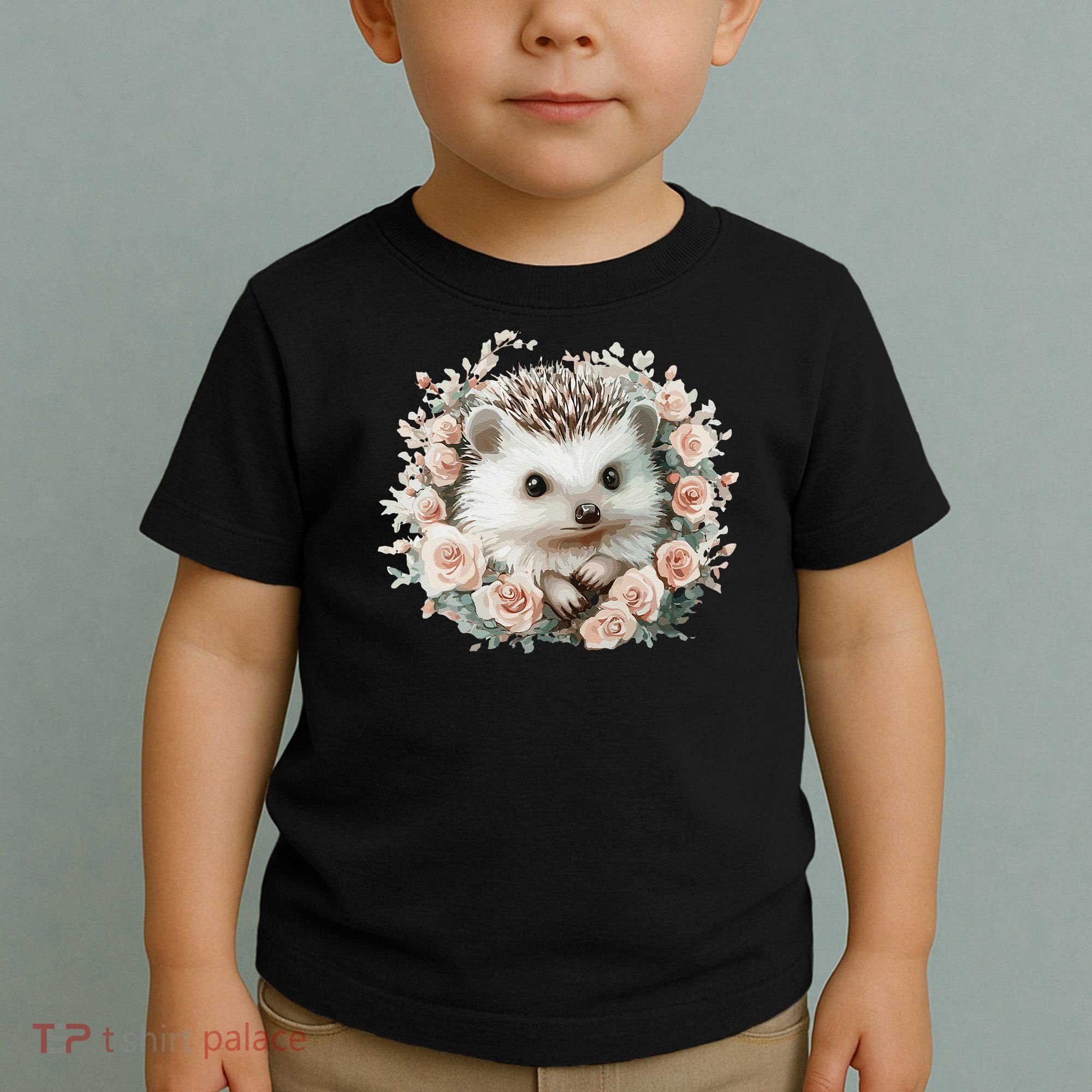Adorable Hedgehog In Floral Frame Toddler T-Shirt