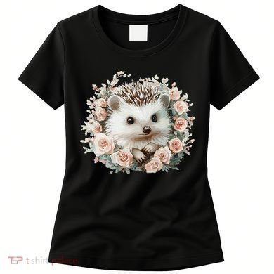 Adorable Hedgehog In Floral Frame Women's T-Shirt