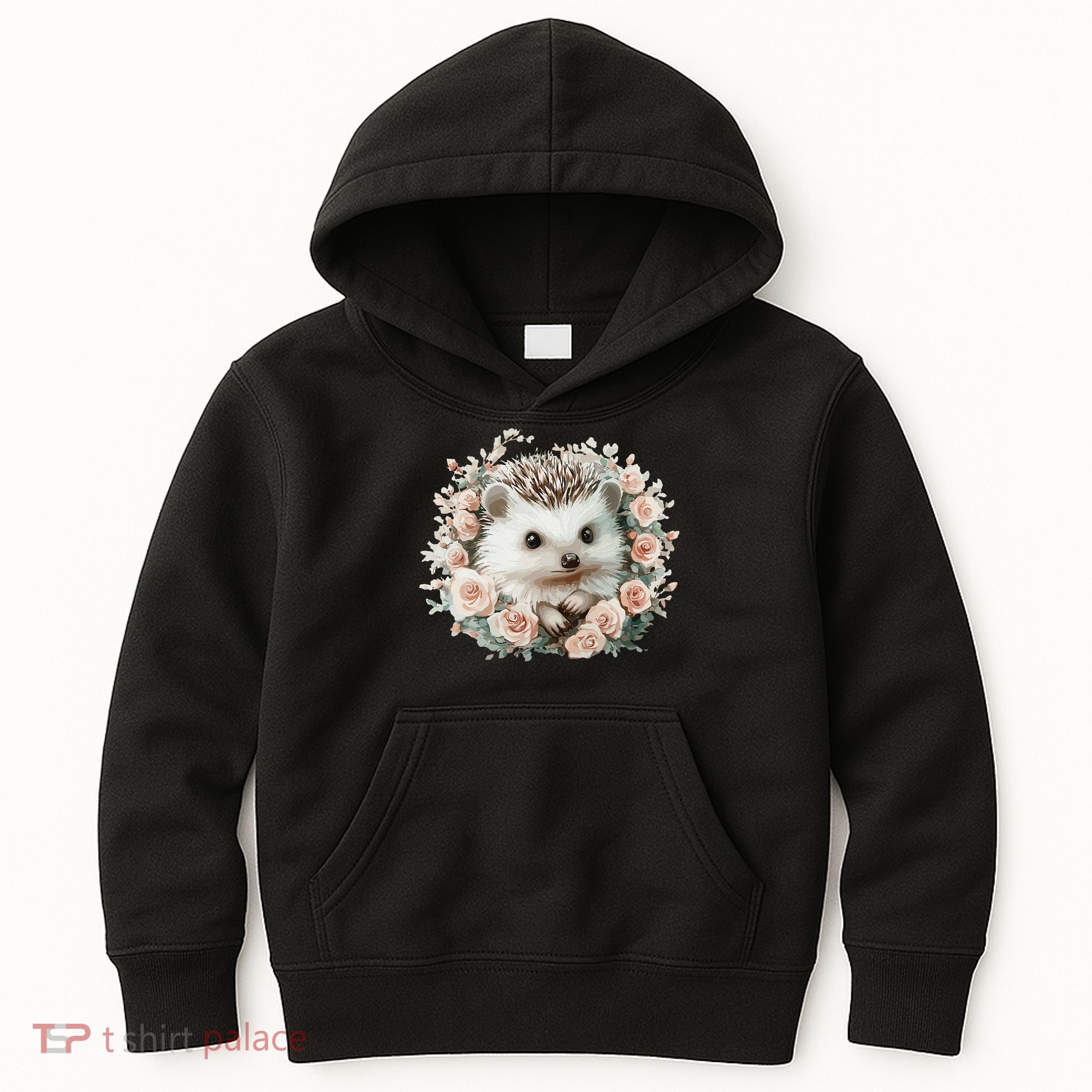 Adorable Hedgehog In Floral Frame Kids Hoodie