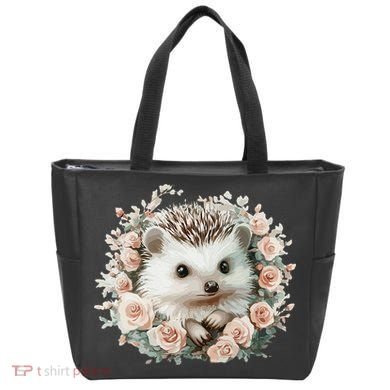 Adorable Hedgehog In Floral Frame Tote Bag