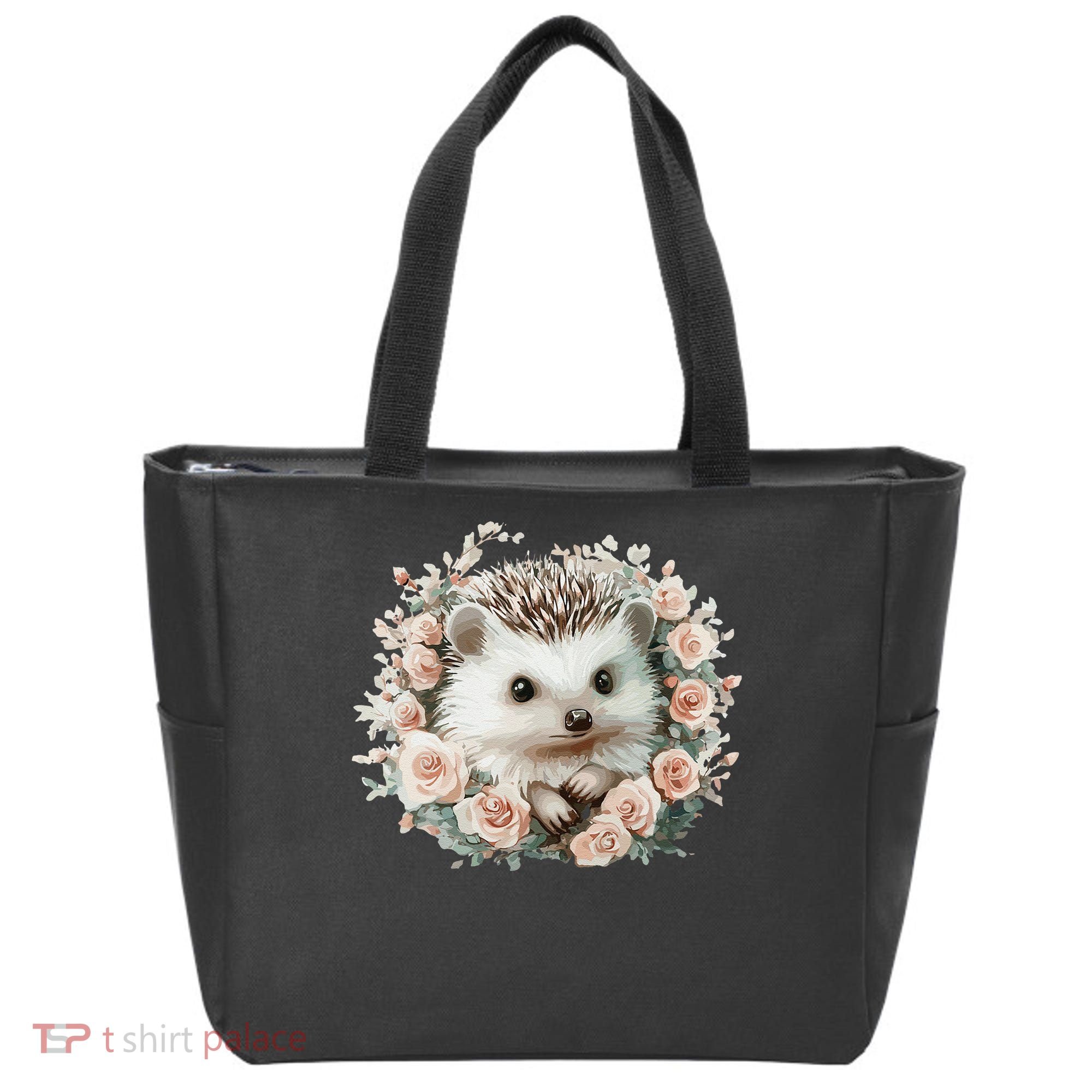 Adorable Hedgehog In Floral Frame Tote Bag
