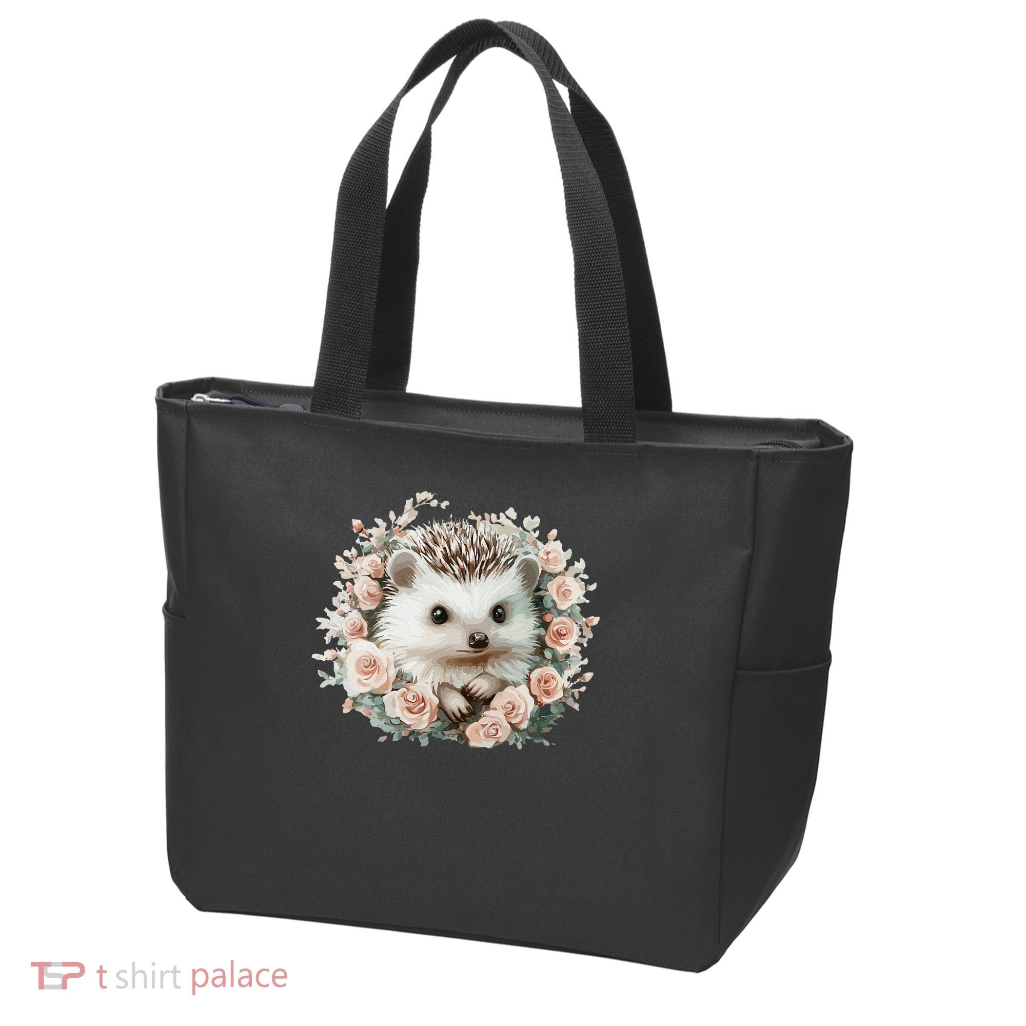 Adorable Hedgehog In Floral Frame Tote Bag