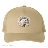 Adorable Hedgehog In Floral Frame Yupoong Adult 5-Panel Trucker Hat thumb 0