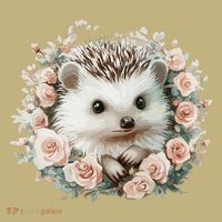 Adorable Hedgehog In Floral Frame Yupoong Adult 5-Panel Trucker Hat thumb 2