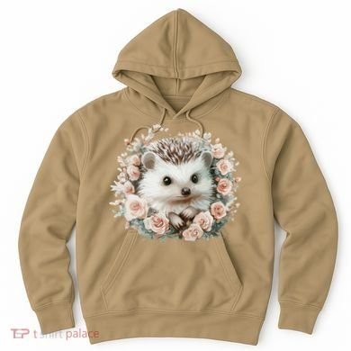 Adorable Hedgehog In Floral Frame Hoodie
