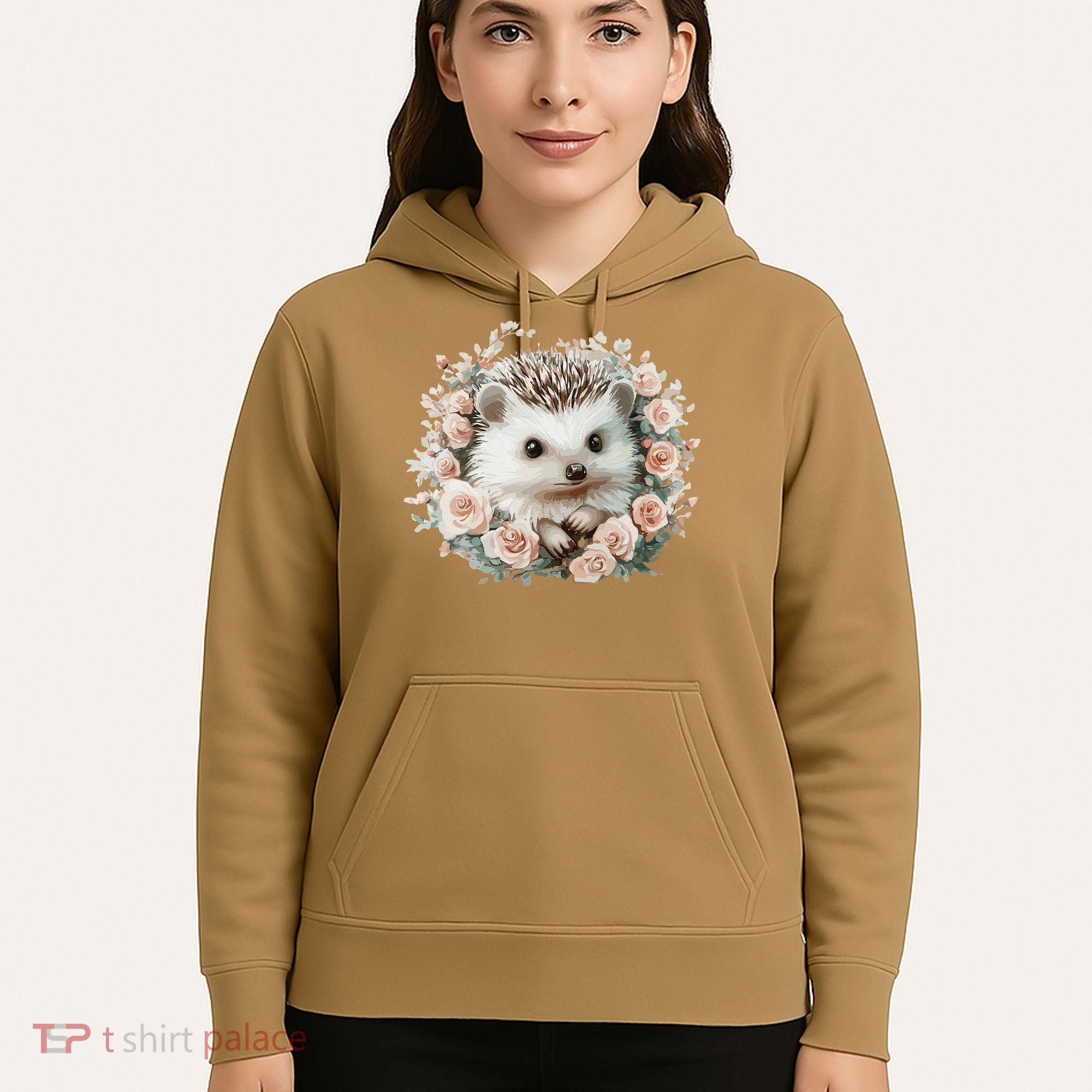 Adorable Hedgehog In Floral Frame Hoodie
