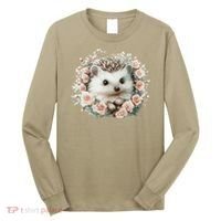 Adorable Hedgehog In Floral Frame Long Sleeve Shirt thumb 0
