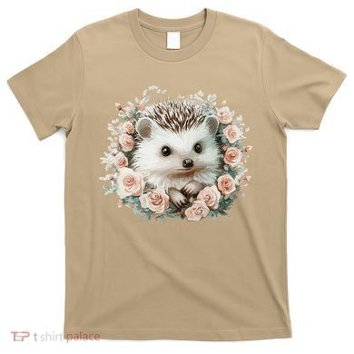 Adorable Hedgehog In Floral Frame T-Shirt