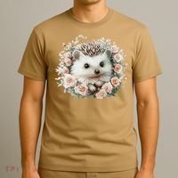 Adorable Hedgehog In Floral Frame T-Shirt thumb 3
