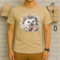 Adorable Hedgehog In Floral Frame T-Shirt thumb 6