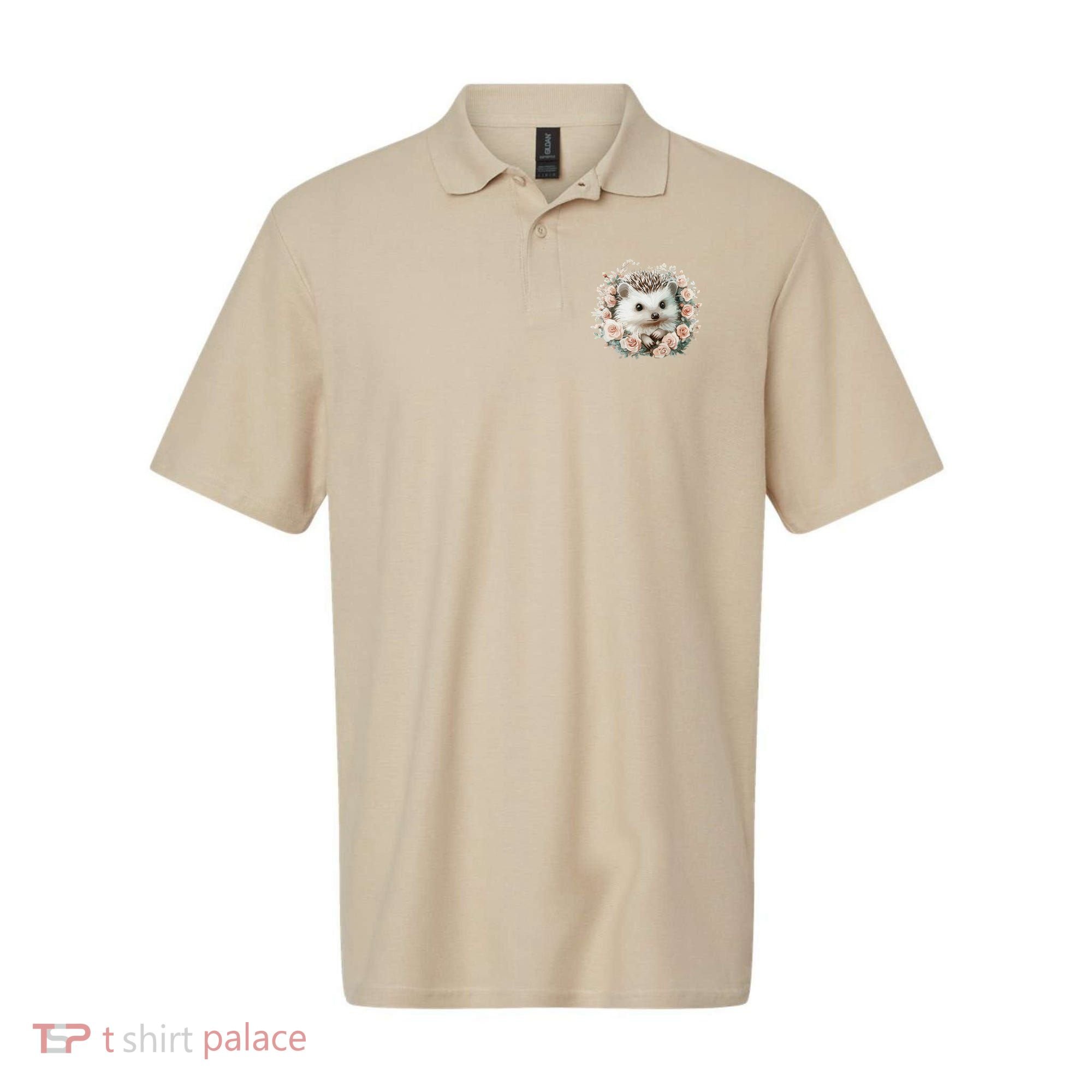 Adorable Hedgehog In Floral Frame Polo