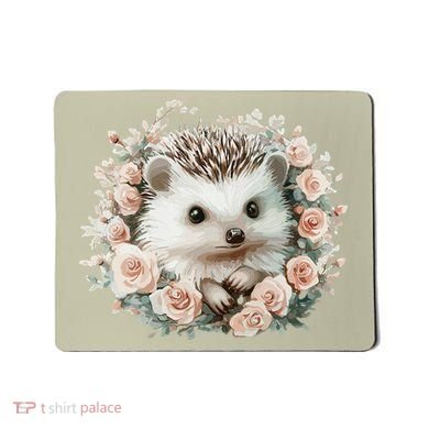 Adorable Hedgehog In Floral Frame Mousepad
