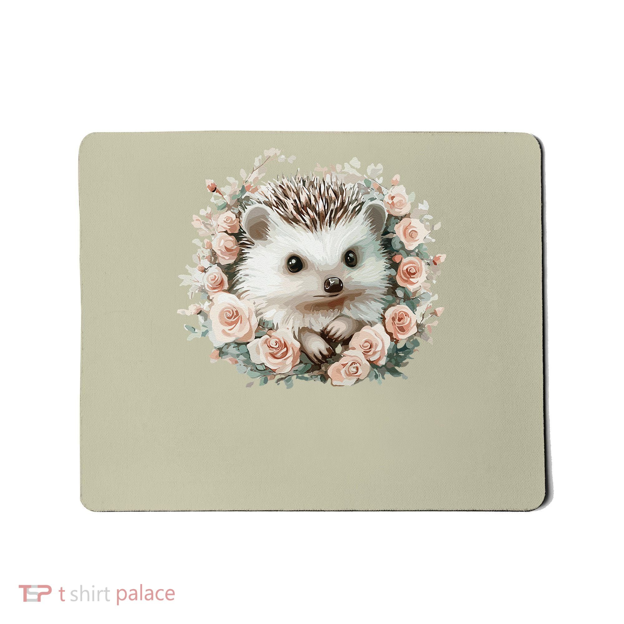 Adorable Hedgehog In Floral Frame Mousepad