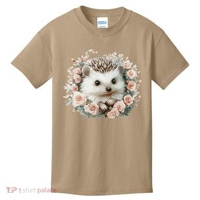 Adorable Hedgehog In Floral Frame Kids T-Shirt