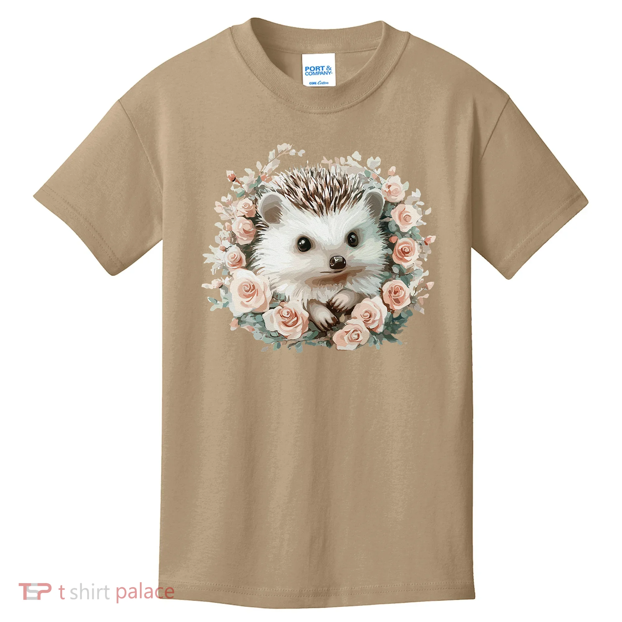 Adorable Hedgehog In Floral Frame Kids T-Shirt