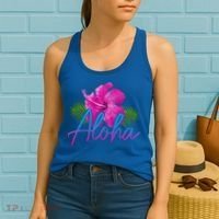 Aloha Hawaiian Islands Hawaii Surf Hibiscus Flower Surfer Cool Gift Women's Tank Top thumb 2