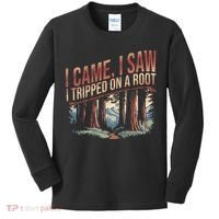 Adventure Hiking I Came I Saw I Tripped On A Root Kids Long Sleeve Shirt thumb 0