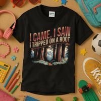 Adventure Hiking I Came I Saw I Tripped On A Root Kids T-Shirt thumb 3