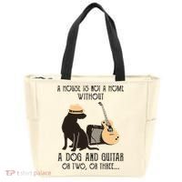 A House Is Not A Home Without A Dog And Guitar Or Two Tote Bag thumb 0