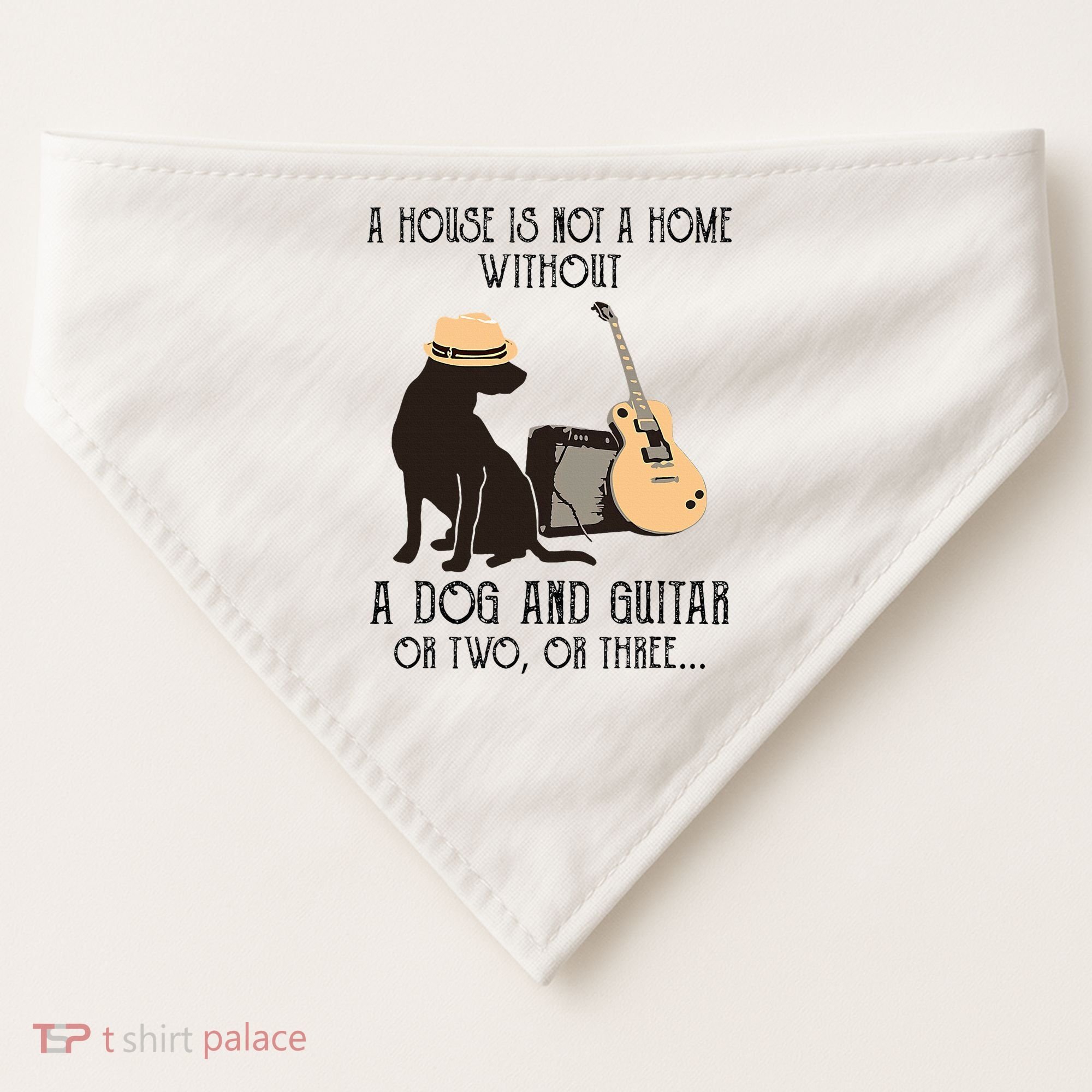 A House Is Not A Home Without A Dog And Guitar Or Two USA-Made Doggie Bandana