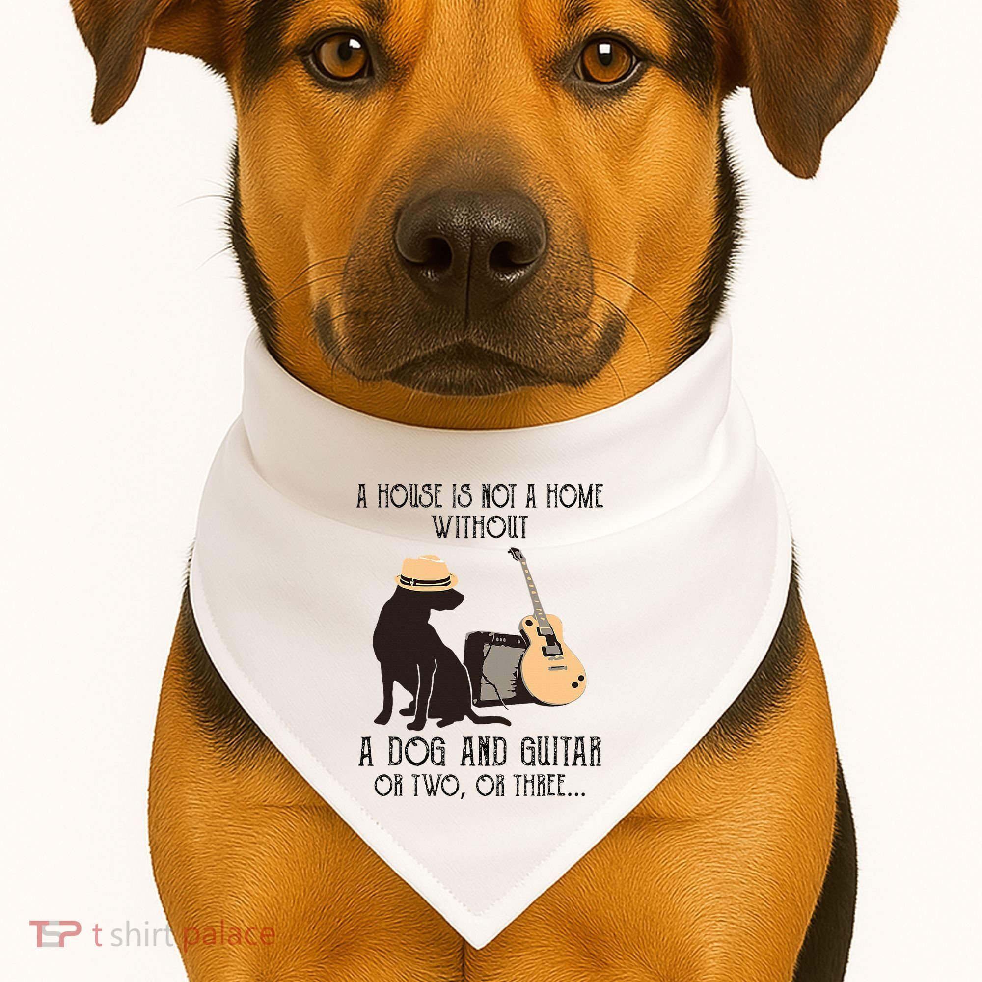 A House Is Not A Home Without A Dog And Guitar Or Two USA-Made Doggie Bandana