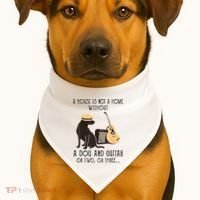 A House Is Not A Home Without A Dog And Guitar Or Two USA-Made Doggie Bandana thumb 1