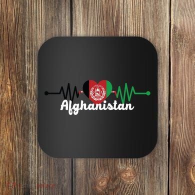 Afghanistan Heart Love Pulse Flag Support Coaster