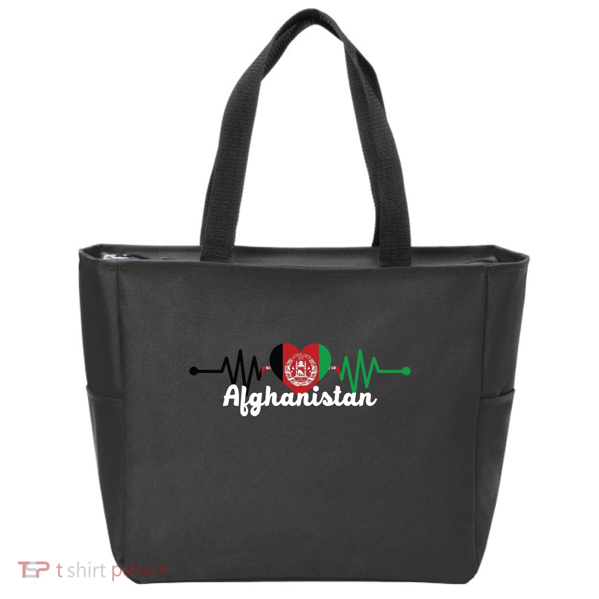 Afghanistan Heart Love Pulse Flag Support Tote Bag