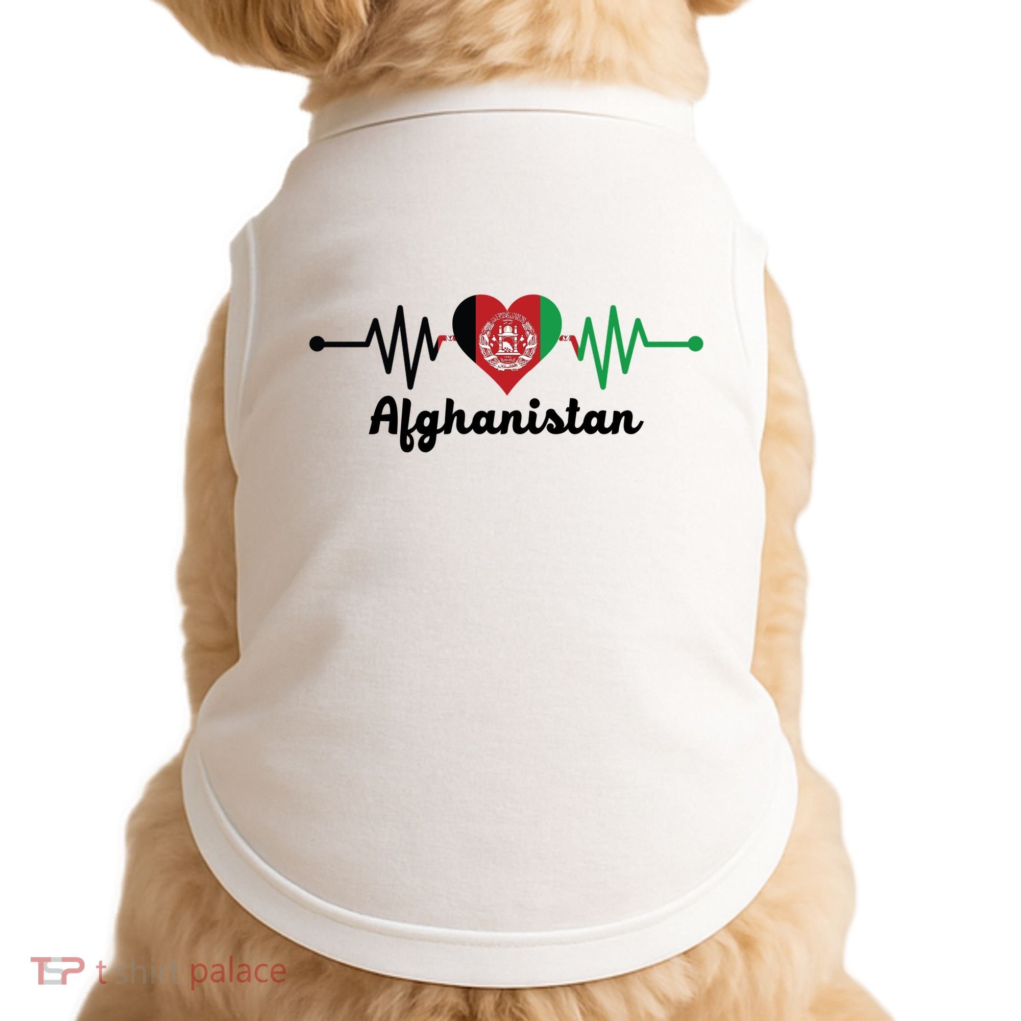 Afghanistan Heart Love Pulse Flag Support Doggie Tank