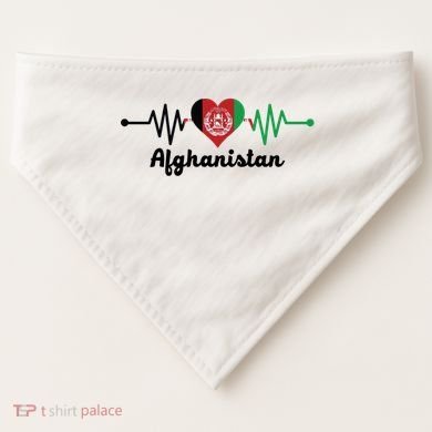 Afghanistan Heart Love Pulse Flag Support USA-Made Doggie Bandana