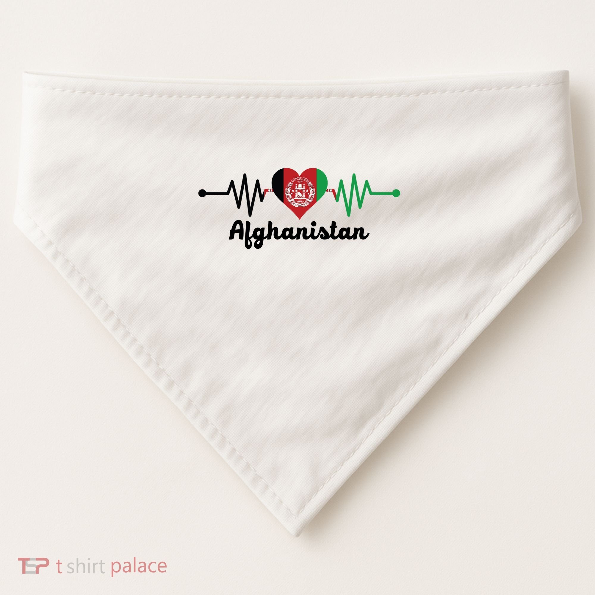 Afghanistan Heart Love Pulse Flag Support USA-Made Doggie Bandana