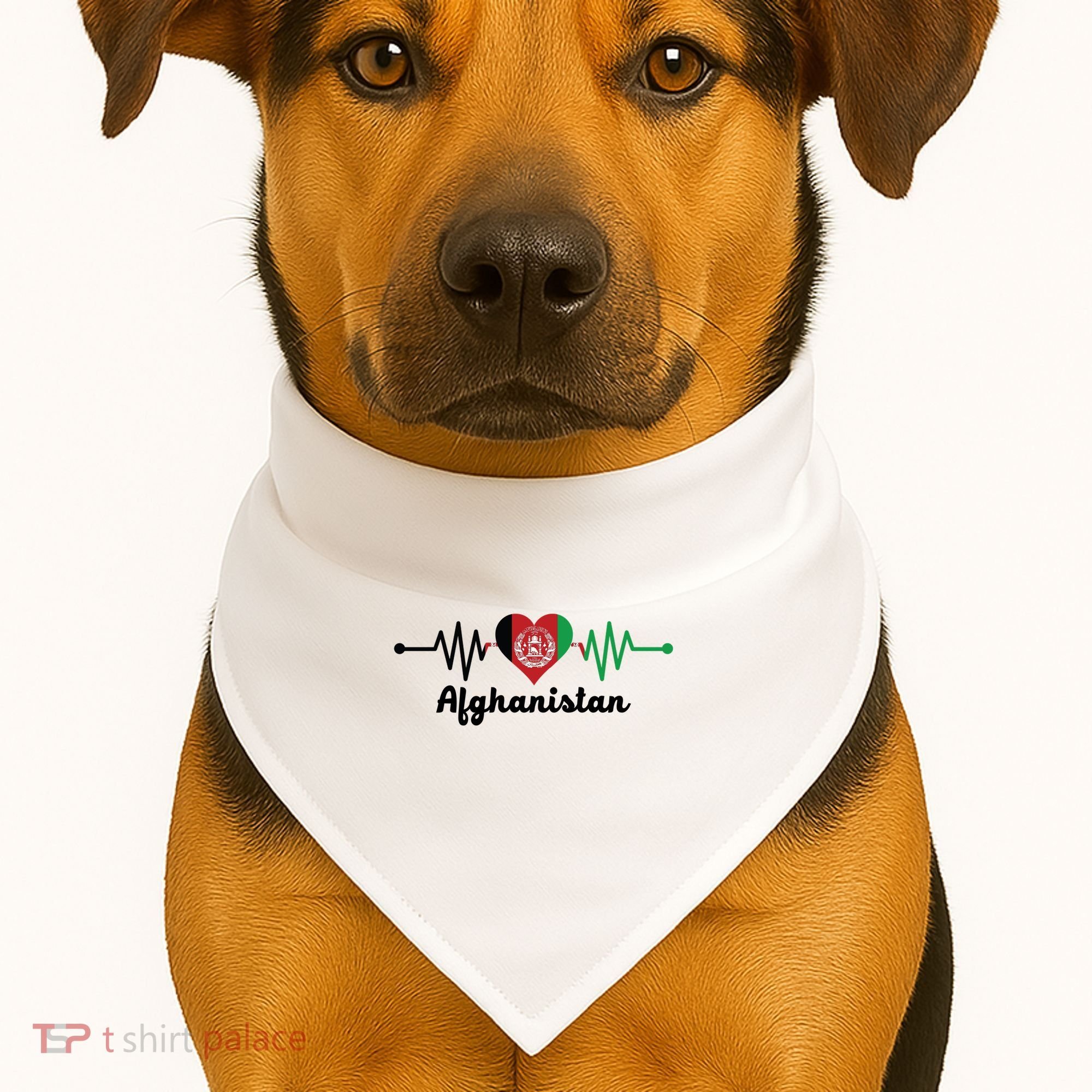 Afghanistan Heart Love Pulse Flag Support USA-Made Doggie Bandana