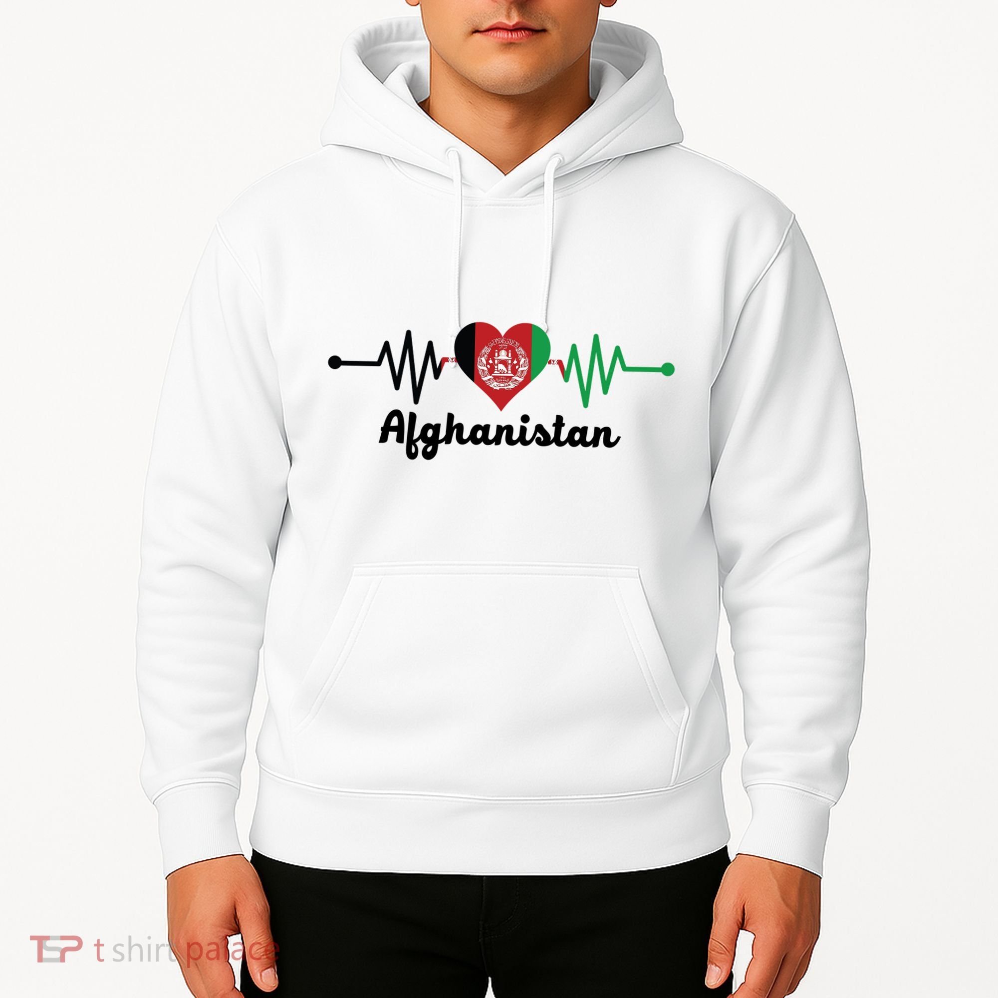 Afghanistan Heart Love Pulse Flag Support Hoodie