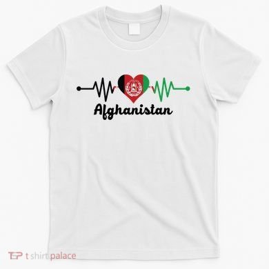 Afghanistan Heart Love Pulse Flag Support T-Shirt