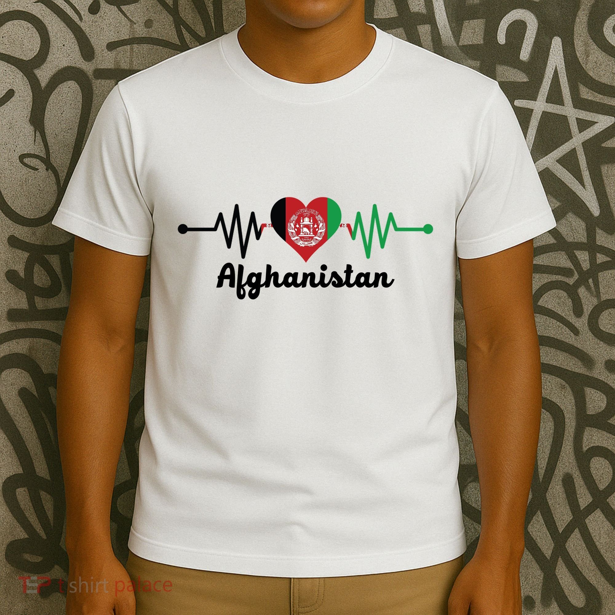Afghanistan Heart Love Pulse Flag Support T-Shirt