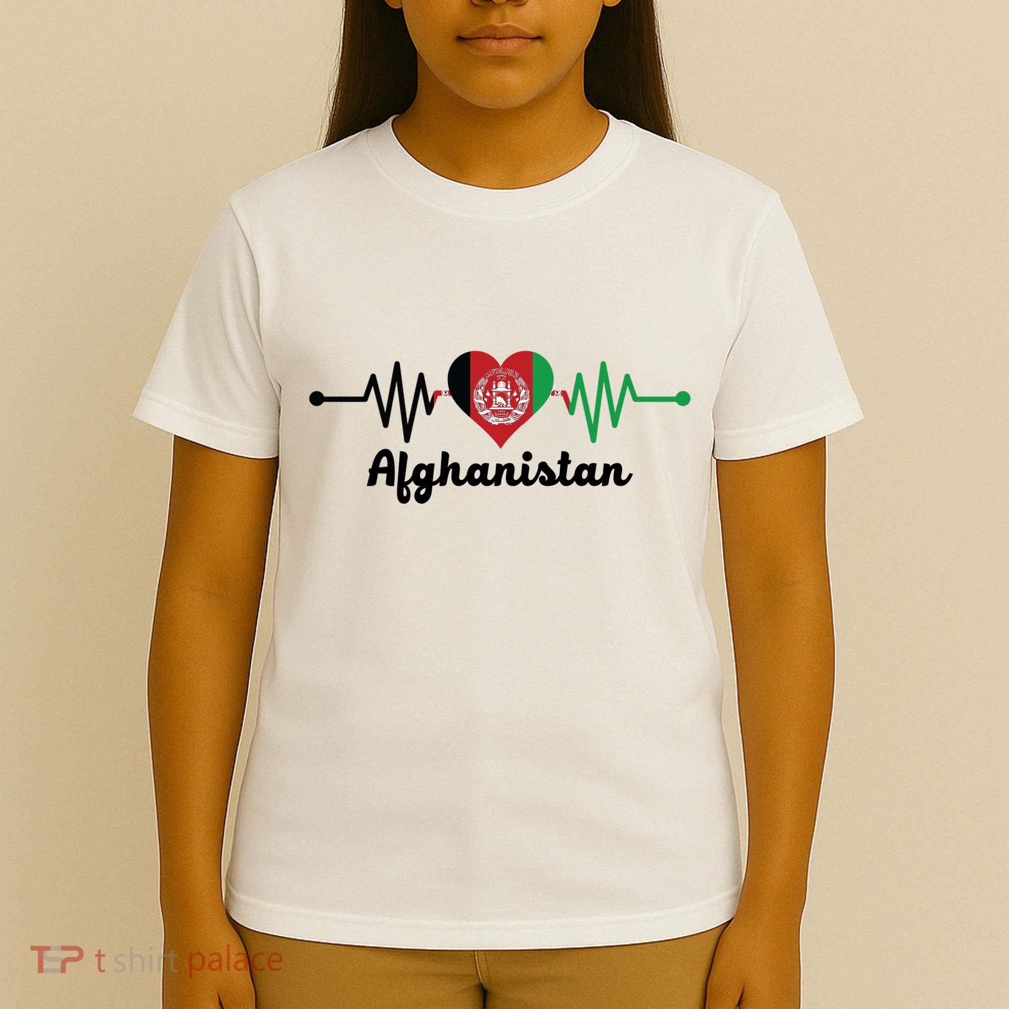 Afghanistan Heart Love Pulse Flag Support T-Shirt